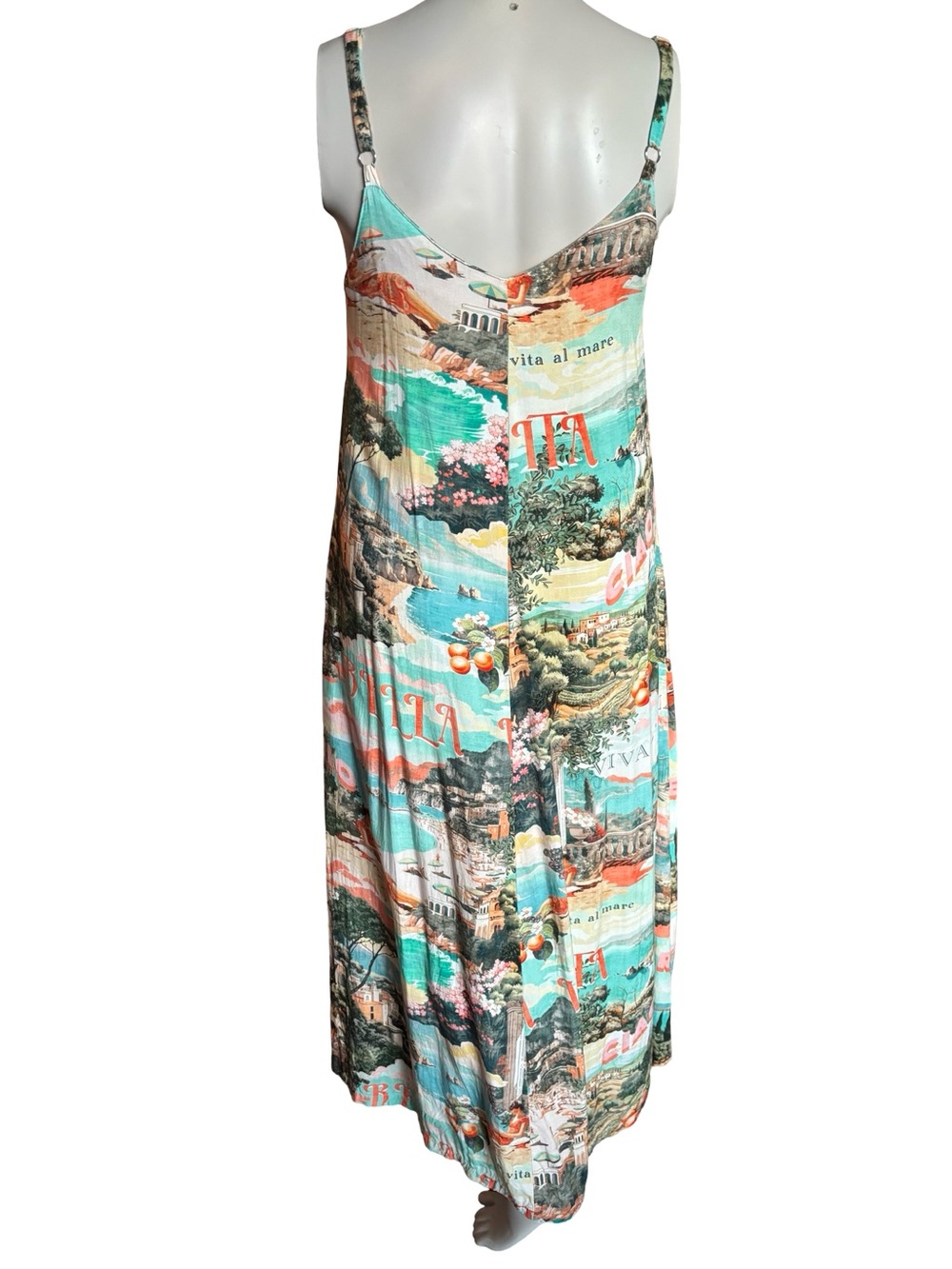 Label of Love Italian Riviera Maxi Dress Womens Large Multicolor with Pockets - Picture 2 of 8